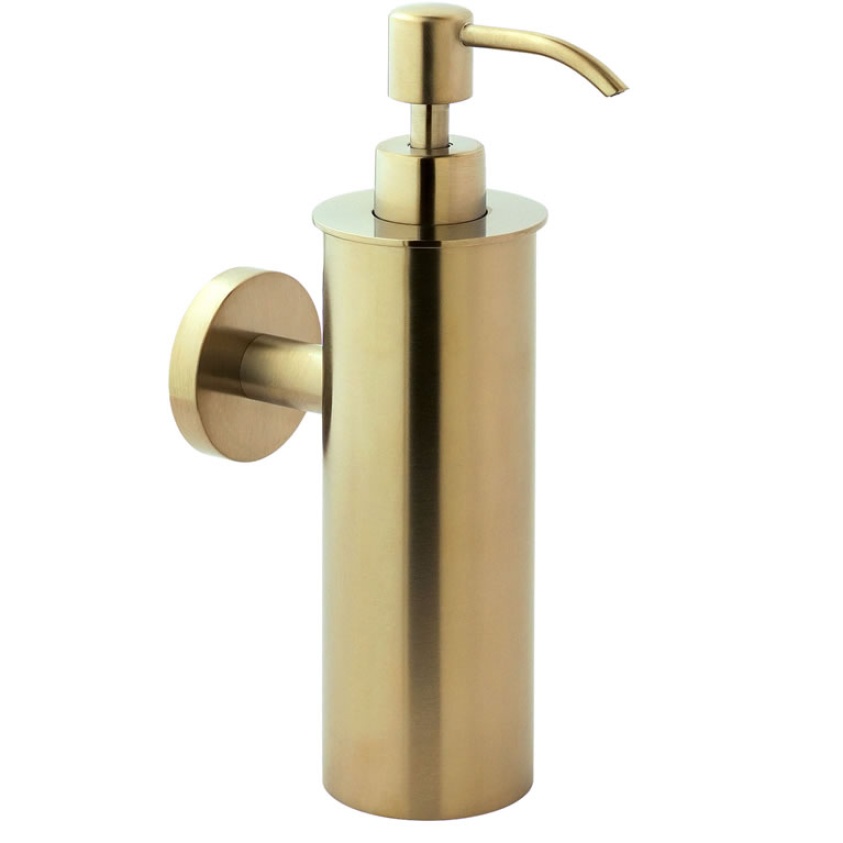 Cutout image of JTP Vos Brushed Brass Wall-Mounted Soap Dispenser